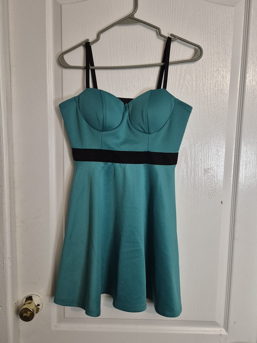 Charlotte Russe Teal Mini Dress with Black Accents